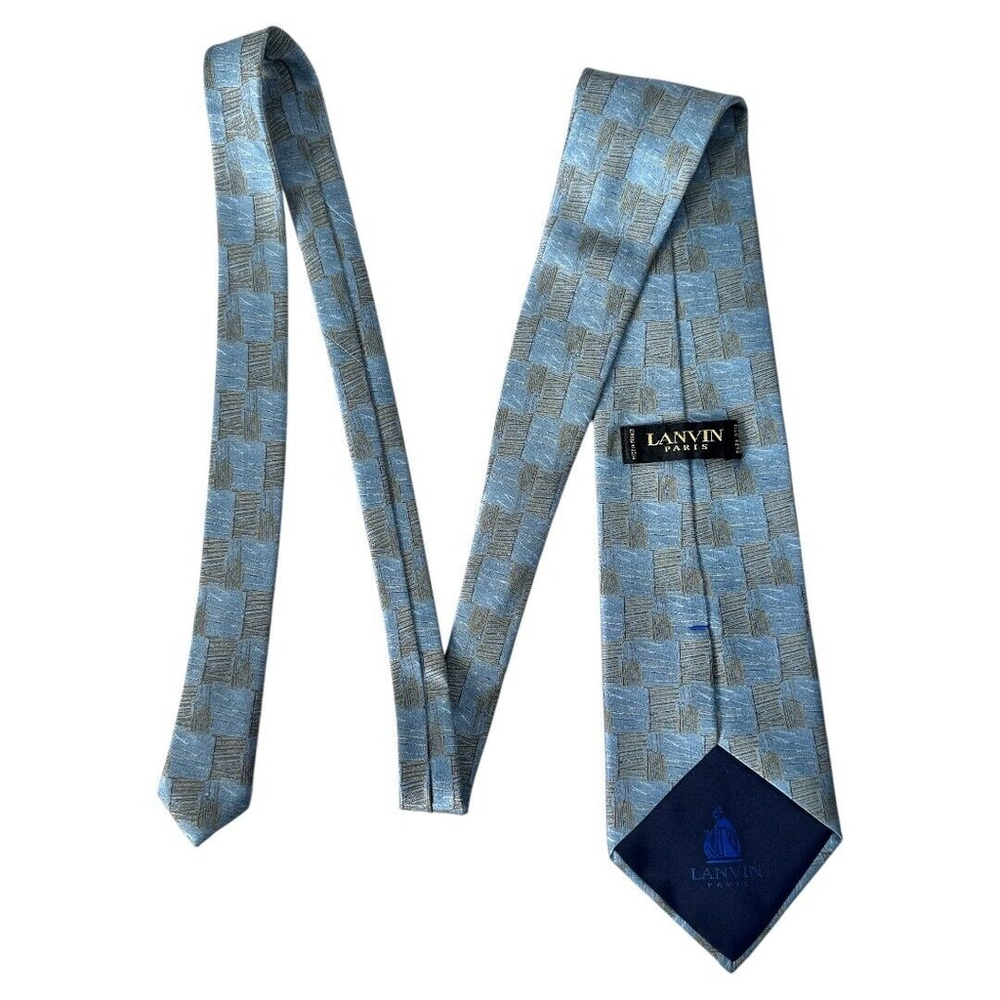 LANVIN PARIS TIE CRAVATE SILK‎ FRANCE BLUE